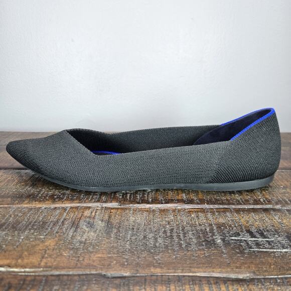 NEW Rothys The Point II Womens 8.5 Flats Slip On Ballet Shoes Black Blue - Picture 7 of 11